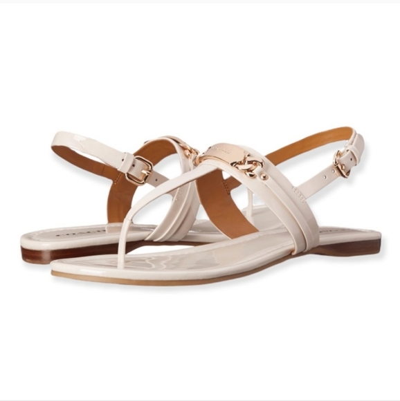 Coach Shoes - Coach Caterine Chalk Patent Leather T Strap Sandal